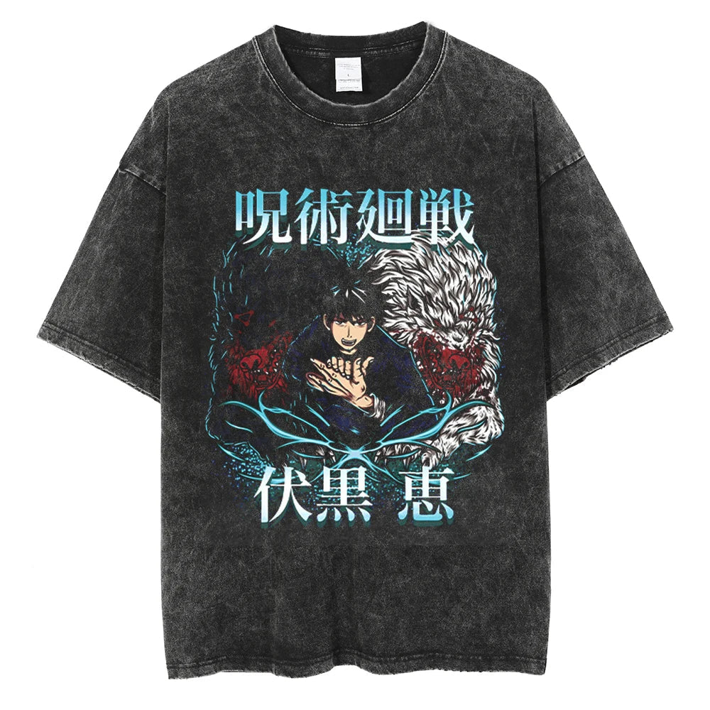 Jujutsu Kaisen Fushiguro Ten Shadows Master Oversized Vintage T-Shirt