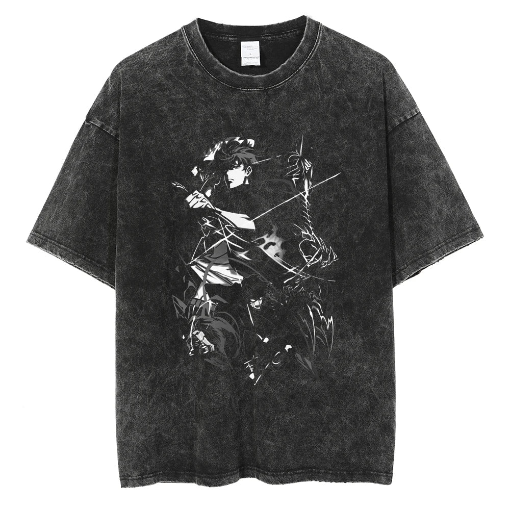 Solo Leveling Hunter's Power Oversized Vintage T-Shirt