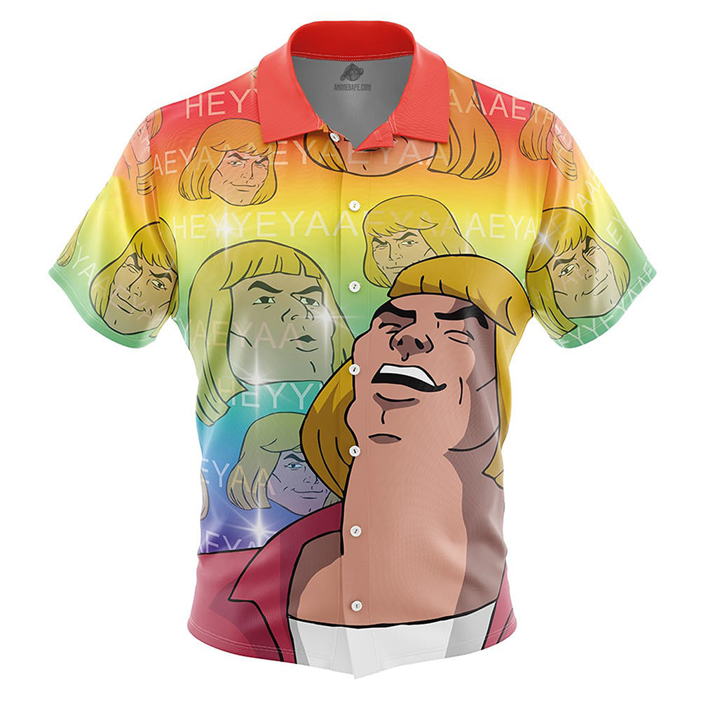 HEYYEYAA He-Man Masters of the Universe Button Up Hawaiian Shirt